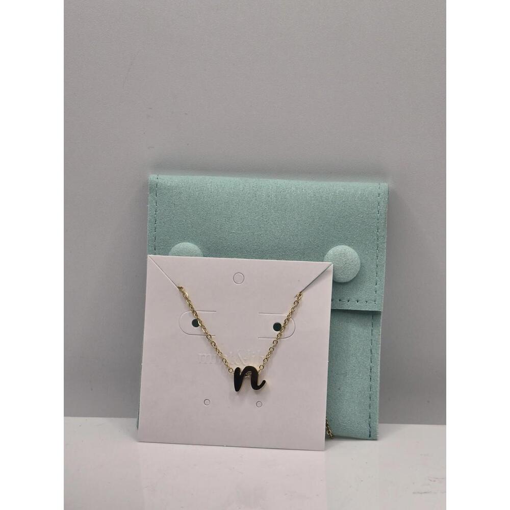 Mint & Lily Tiny Script Initial Necklace Letter "N"